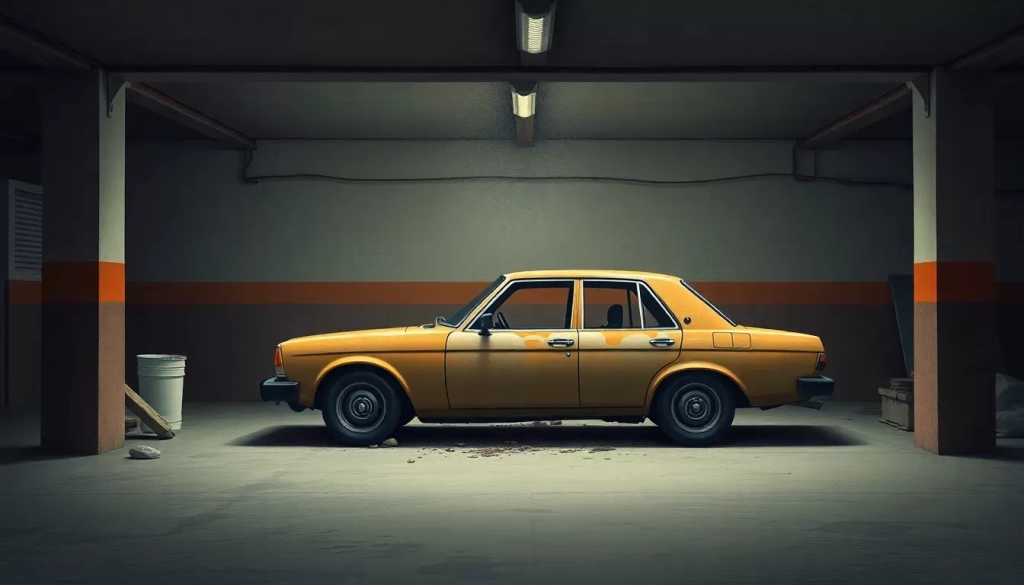 coche abandonado en garaje comunitario
