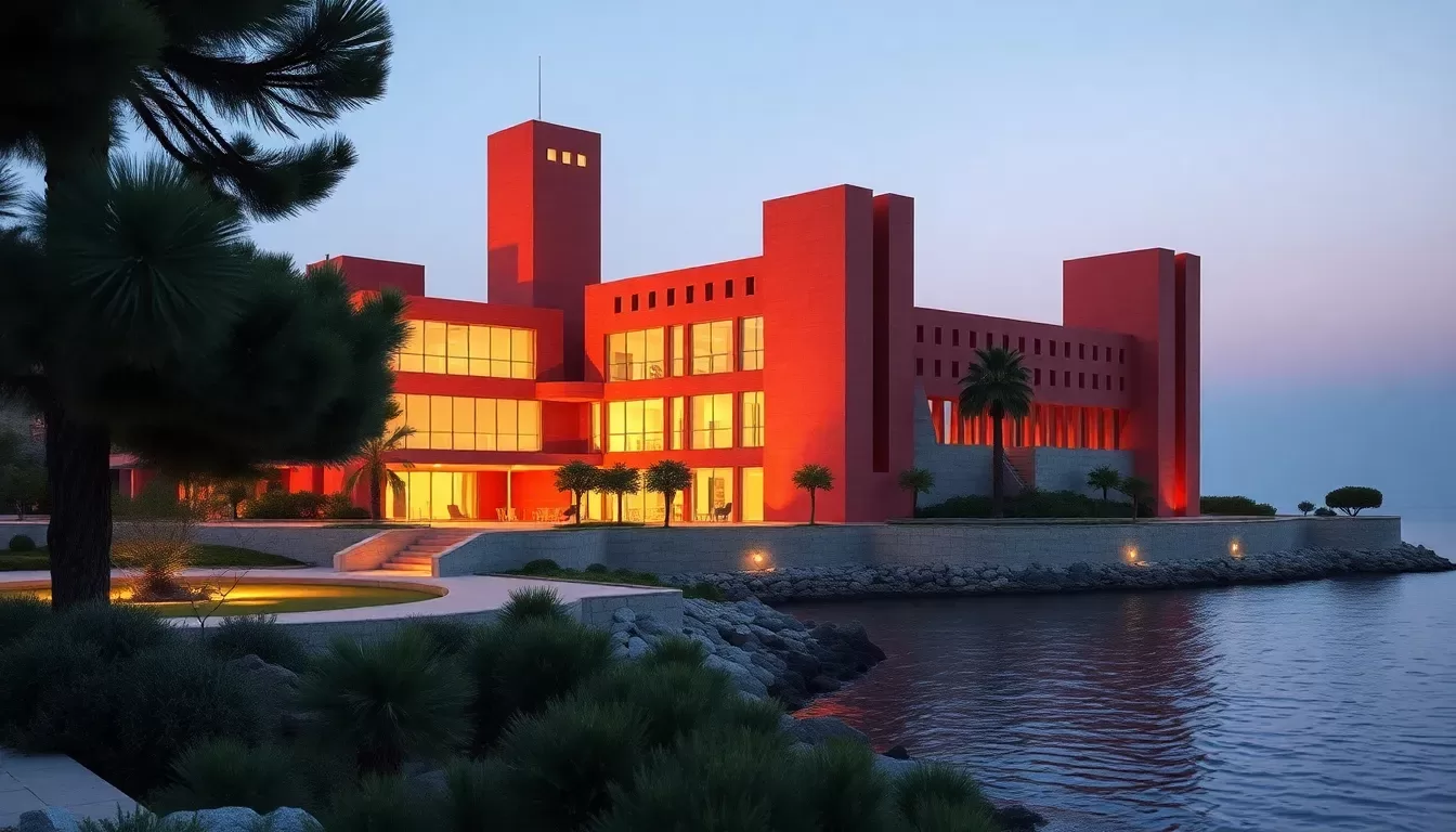 muro rojo de calpe edificio emblematico de ricardo bofill