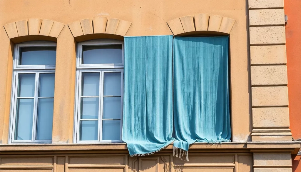 tender ropa en la fachada del edificio